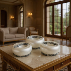 Imported Forever Gold Hotpot Set – White With Black Marble Finish (4L, 5L & 6L)