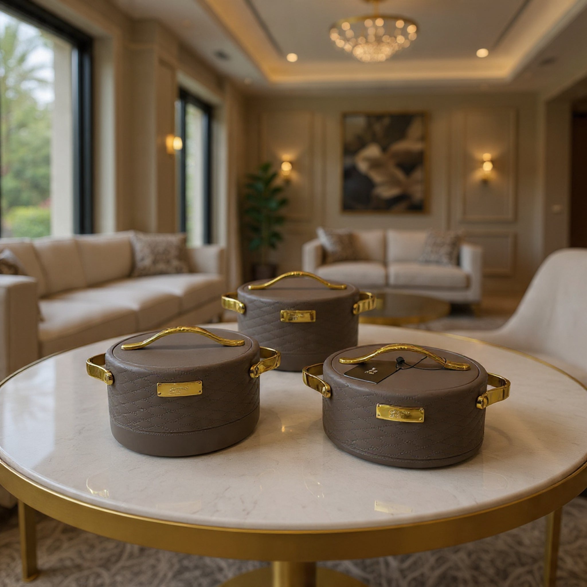Forever Gold Imported Thermal Hotpot Set – Coffee-coloured with Premium Gold Accents