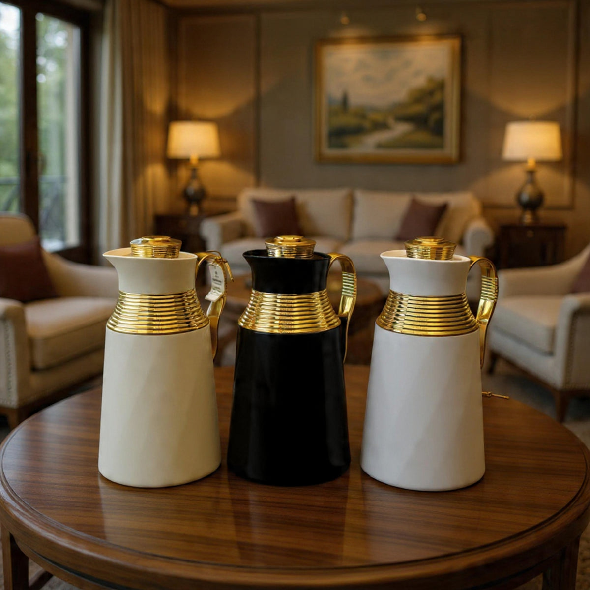 The Sovereign Collection | 1.0L Gold-Ribbed Artisan Thermal Carafes