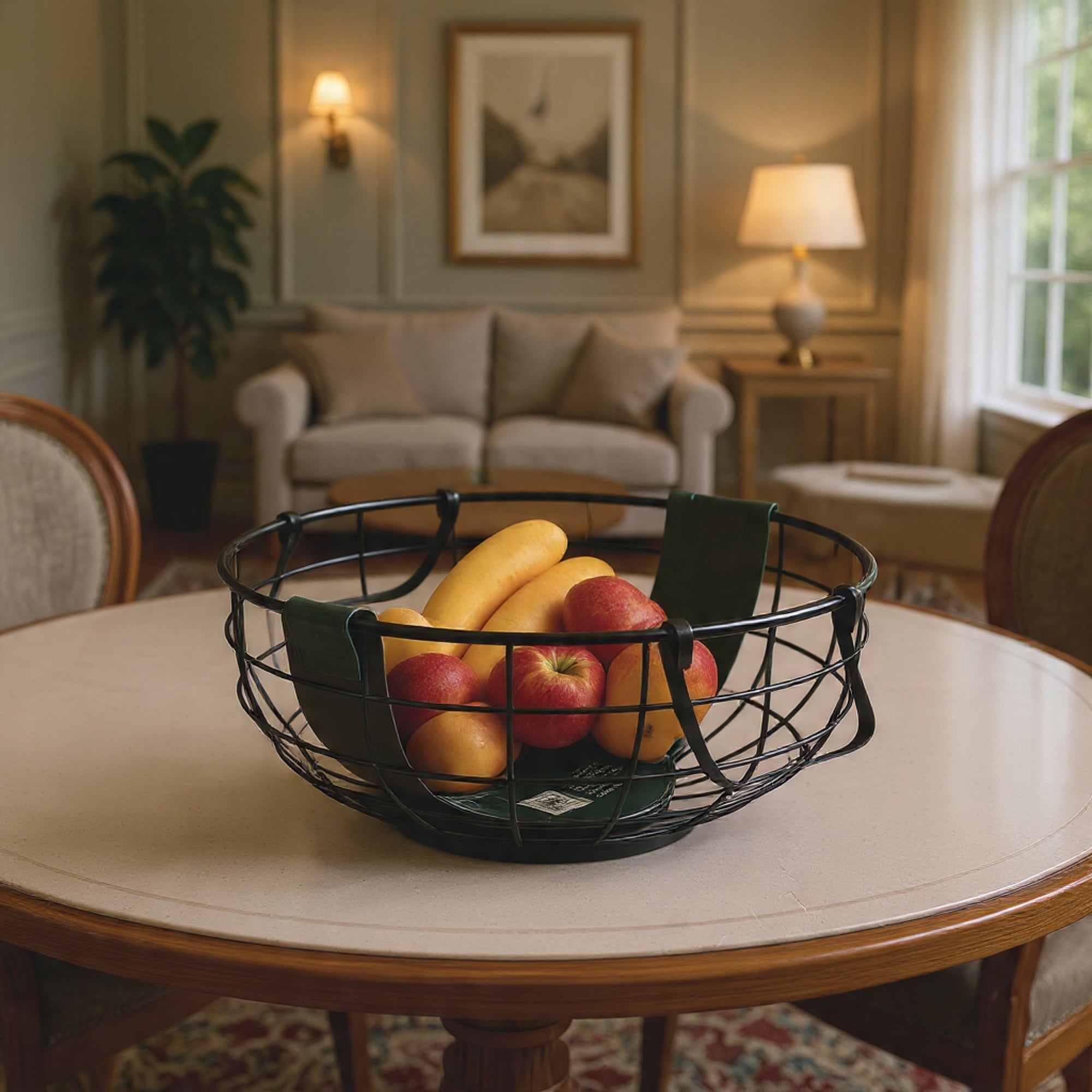 Premium Metal Fruit Basket with Handles – Modern Wire Storage Bowl for Dining Table & Kitchen Counter