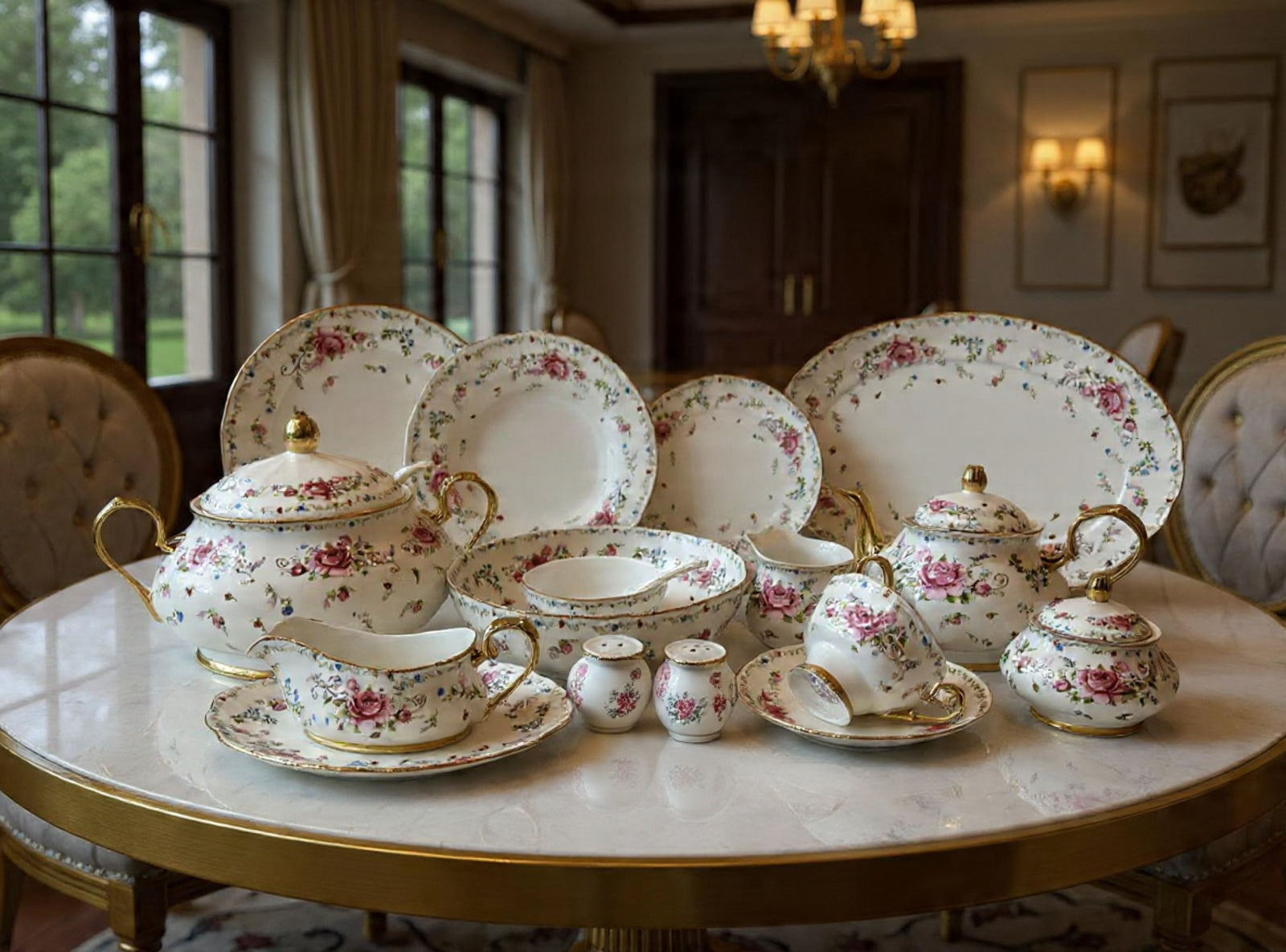 Imported Bone China Royal Albert style 75 Pcs Dinner Set - 8 Person Serving