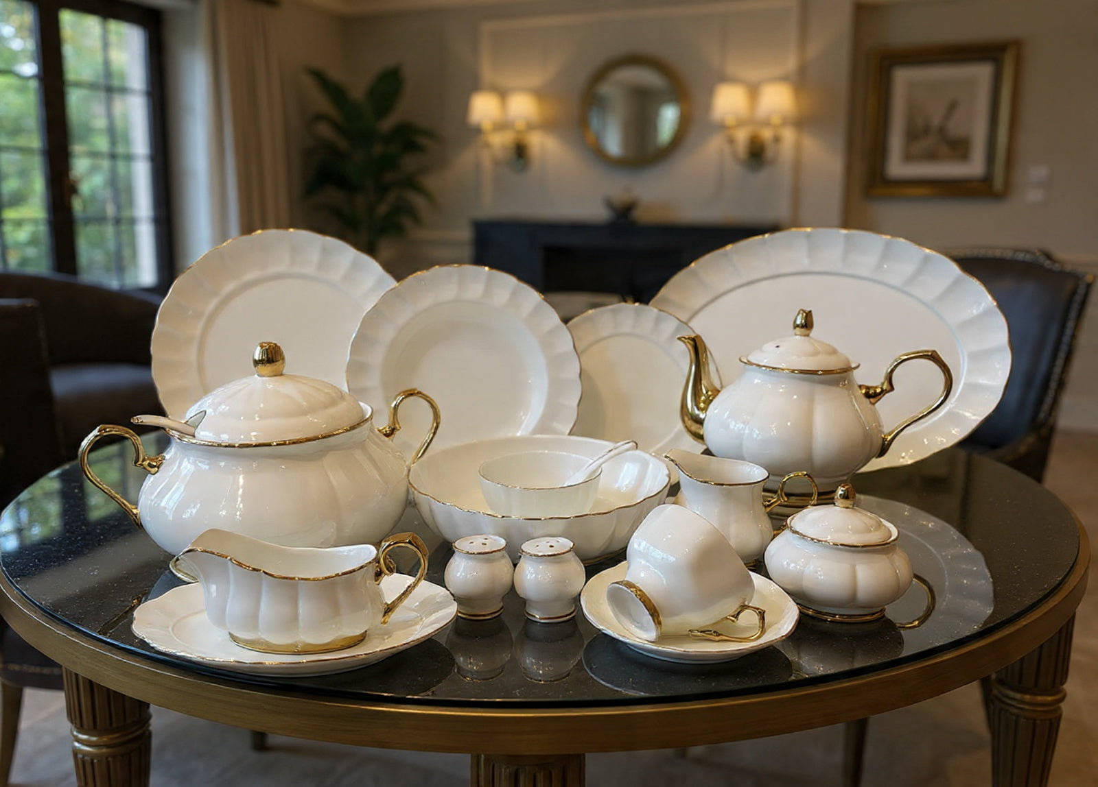Premium Royal Albert inspired 75 Pcs Dinner Set - Plain White for 8 Person Serving