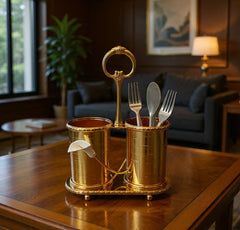 Luxury Gold-Plated Double Spoon Holder with Handle