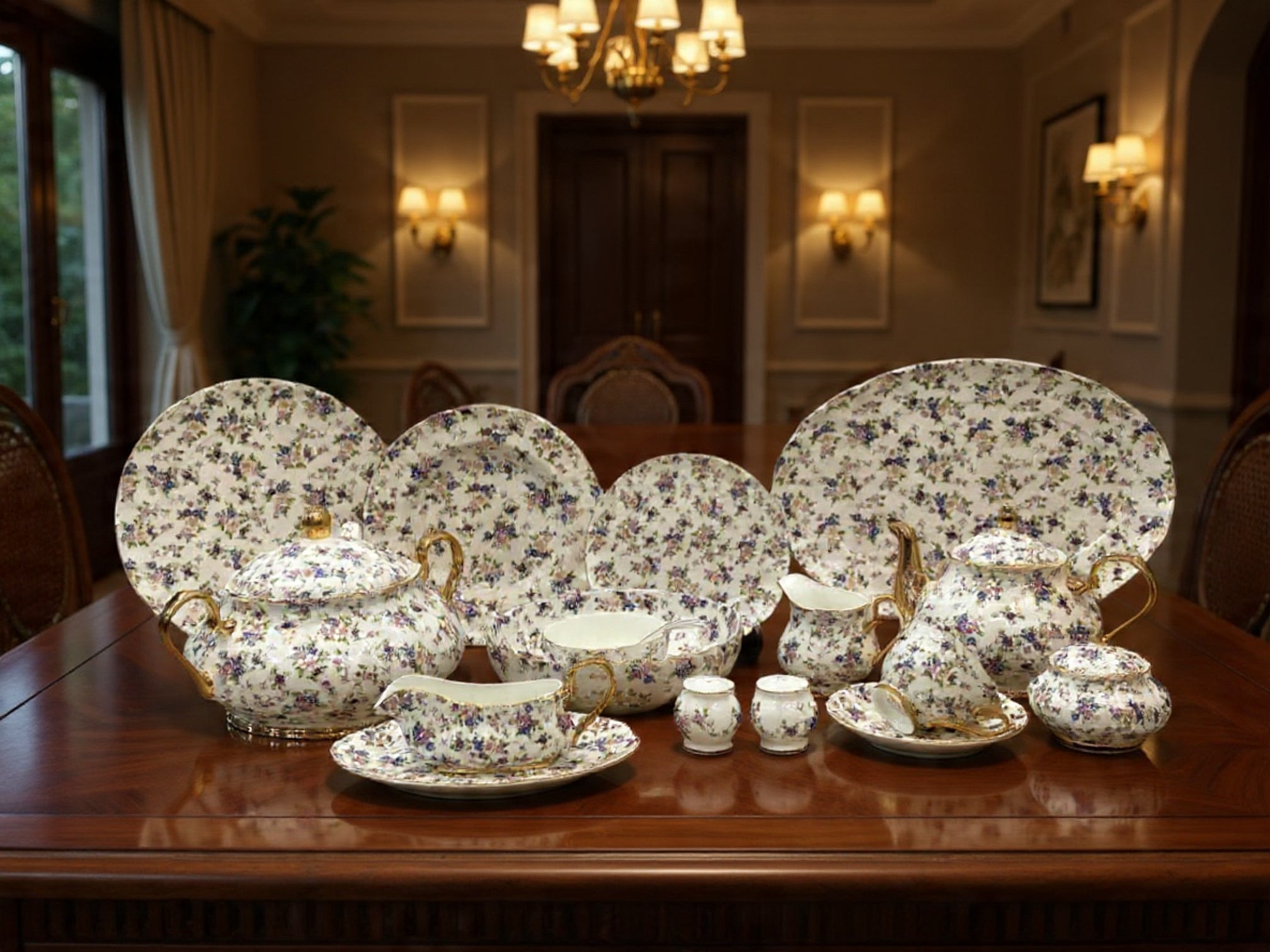 Imported Premium 75 Pcs Dinner Set for 8-persons Serving - Inspired by Royal Albert England