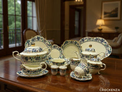 Royal Albert-Style 8-Person Vintage Floral Bone China Dinner Set