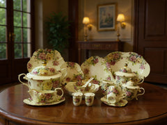 Imported Premium 75 Pcs Dinner Set for 8-persons Serving - Inspired by Royal Albert England