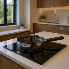 Anti-Scratch Titanium Non-Stick Fry Pan | Stainless Steel Skillet with Glass Lid & Heat-Resistant Handle