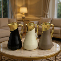 Shimizu 1 Ltr Luxury Vacuum Thermos Flask – Premium Arabic Style Coffee & Tea Server | Elegant Gold Finish