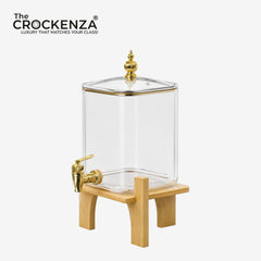 Luxury 3.2 Litres Dispenser with Wooden Stand & Silver – Juice & Water Server