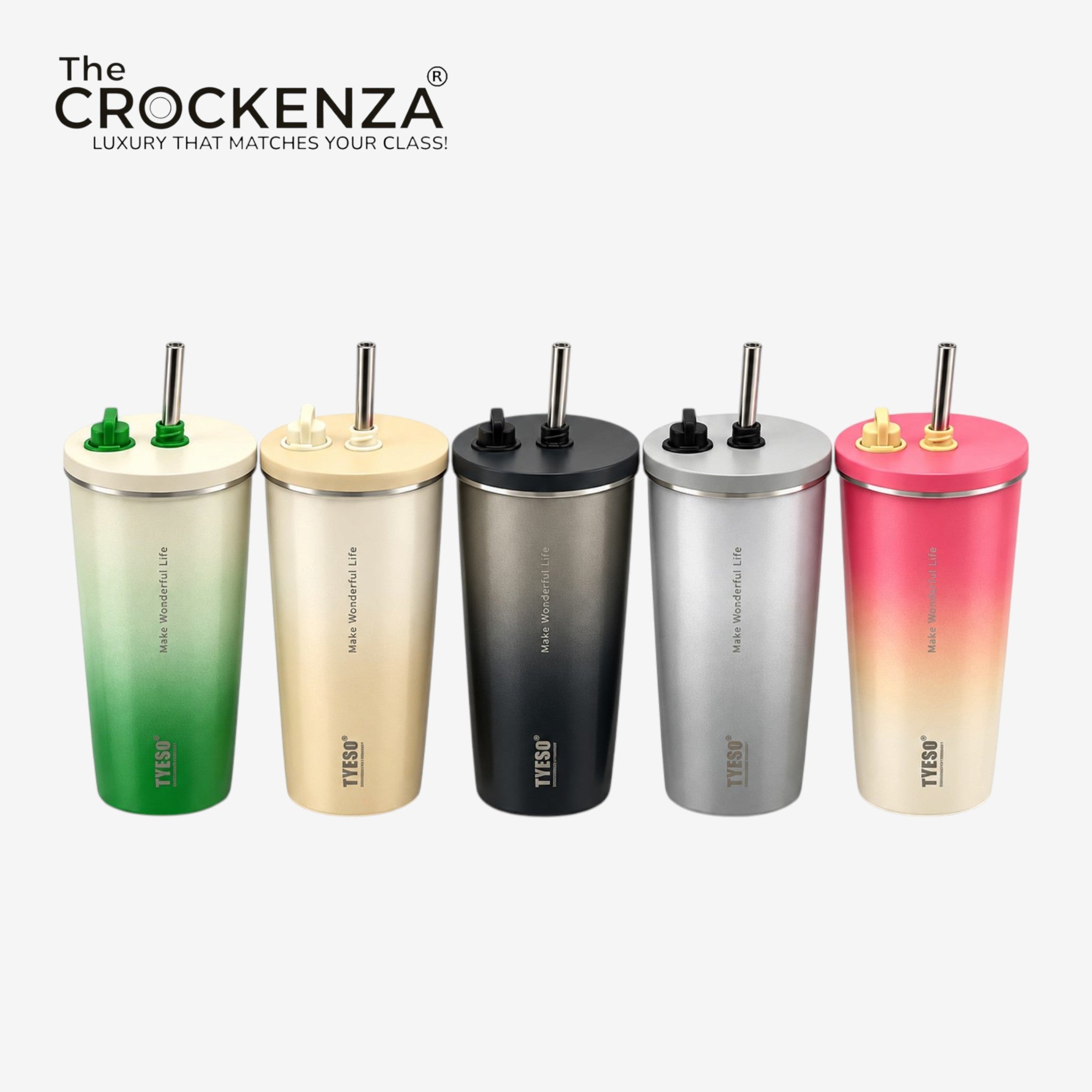 TYESO Imported 600ml Double-Wall Insulated Coffee & Juice Tumbler – Premium Steel Body with Straw & Leak-Resistant Lid