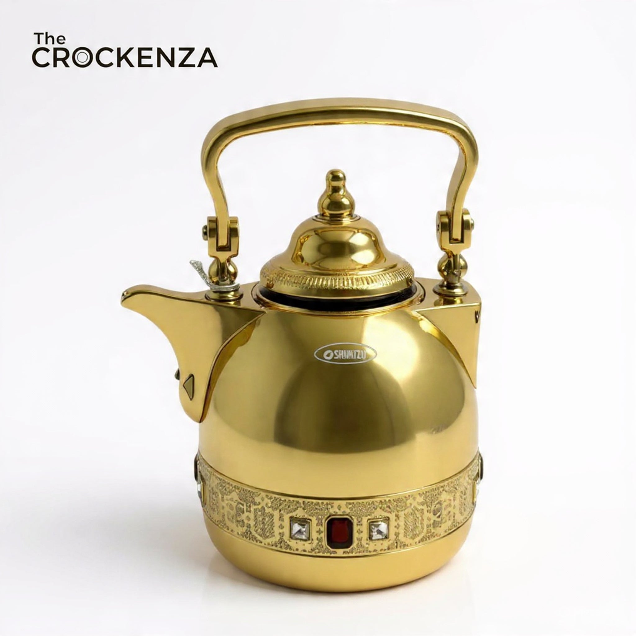 SHIMIZU Royale 1.0 L Gold Vaccum Flask Kettle – Vintage-Inspired Statement with Jeweled Accent Band