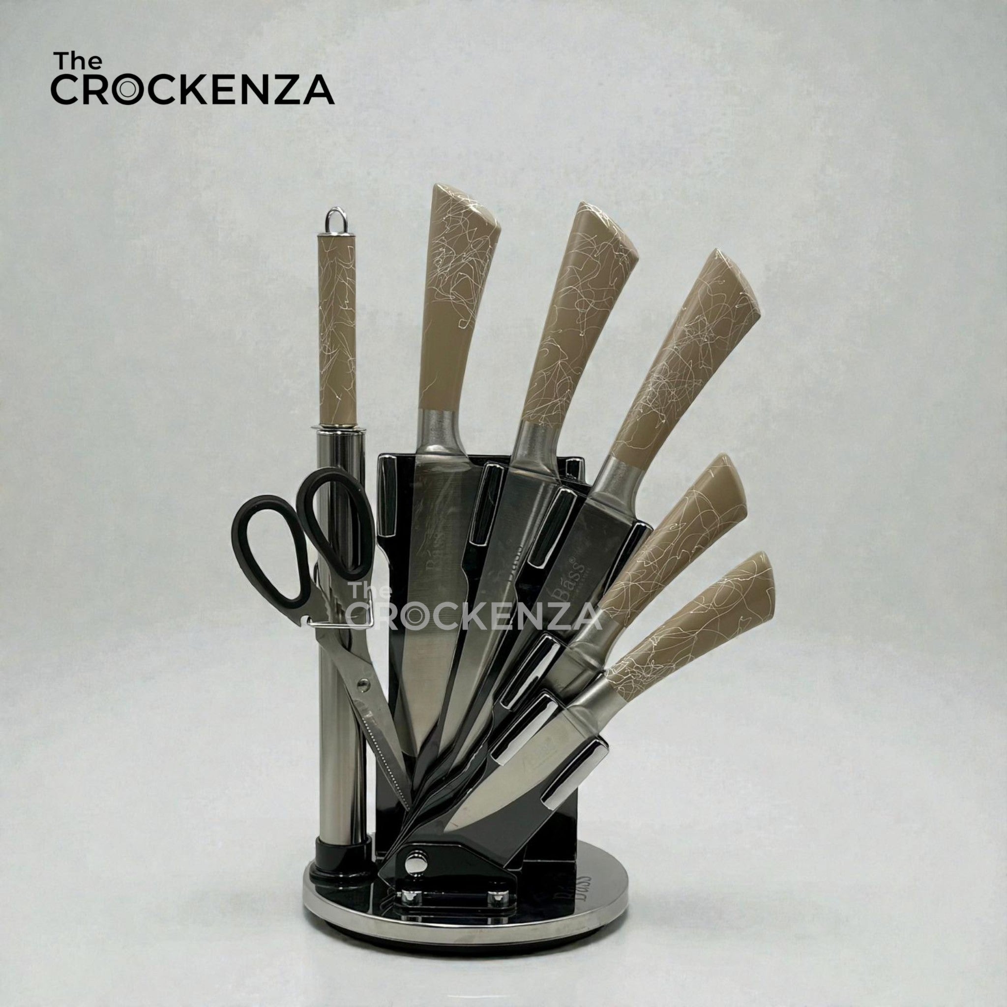 Bass Professional 8-Piece High-Carbon Stainless Steel Knife Set with Stand