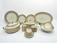 Imperial Gold 61-Piece Dining & Tea Set | Premium Imported Super Bone China | Full Service for Eight (LD-001)