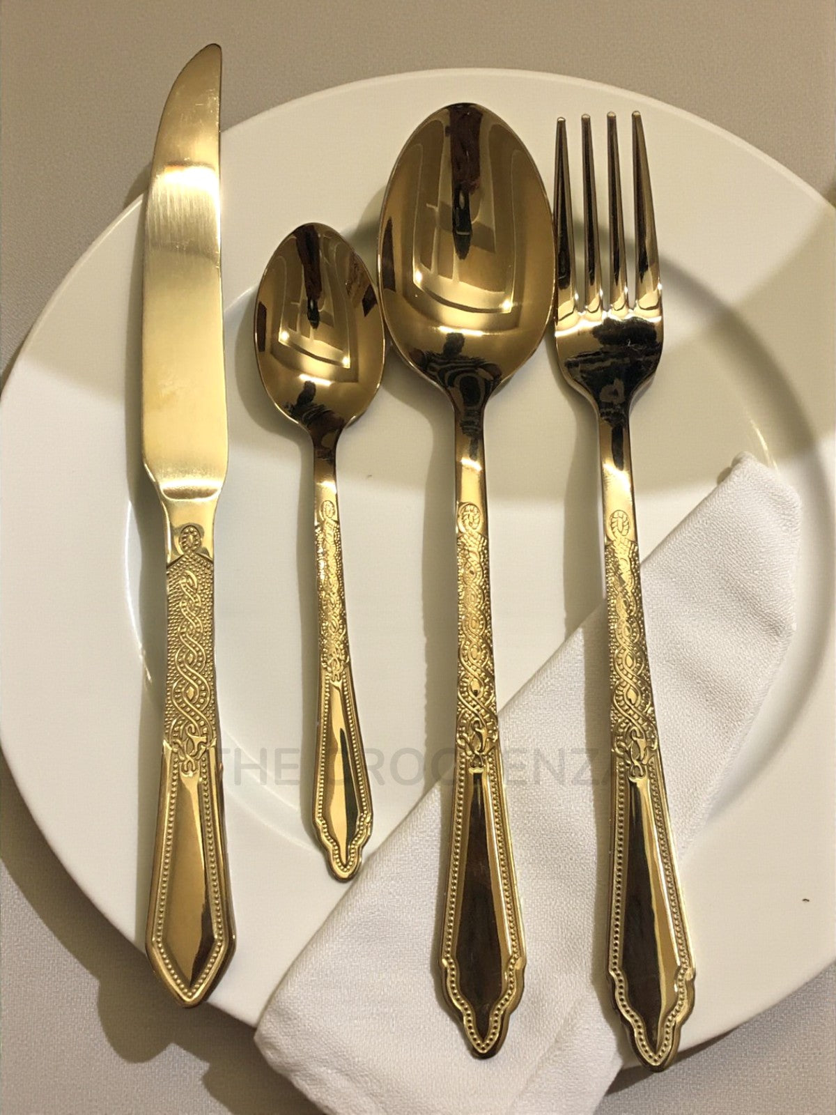 Royal Elegance 24 Pcs Imported Gold Cutlery Set - Serves 6 Persons (24Pcs)
