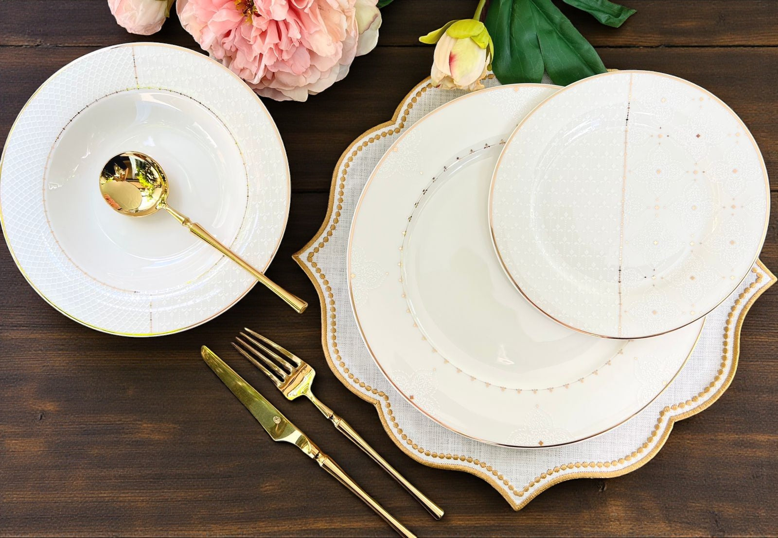 Luxury 18-Piece Johnson Bros inpired White Textured Plate Set – Ideal for 6-Person Table Setting