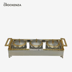 Royal Gold 3-Partition Dry Fruit Server – Luxury Covered Serving Set