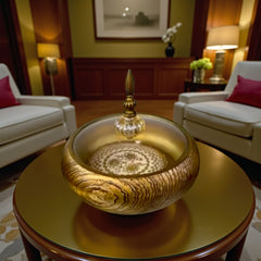 Elite Golden Textured Candy Dish – Heavy-Duty Fiber-made Table Centerpiece