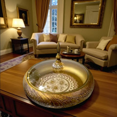 Elite Golden Textured Candy Dish – Heavy-Duty Fiber-made Table Centerpiece