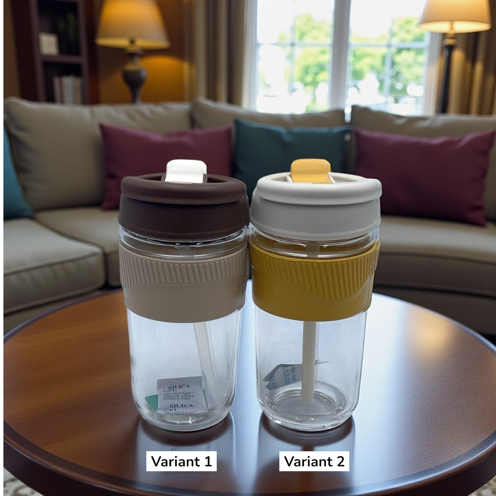 Modern Clear Glass Iced Coffee Cup with Non-Slip Silicone Grip