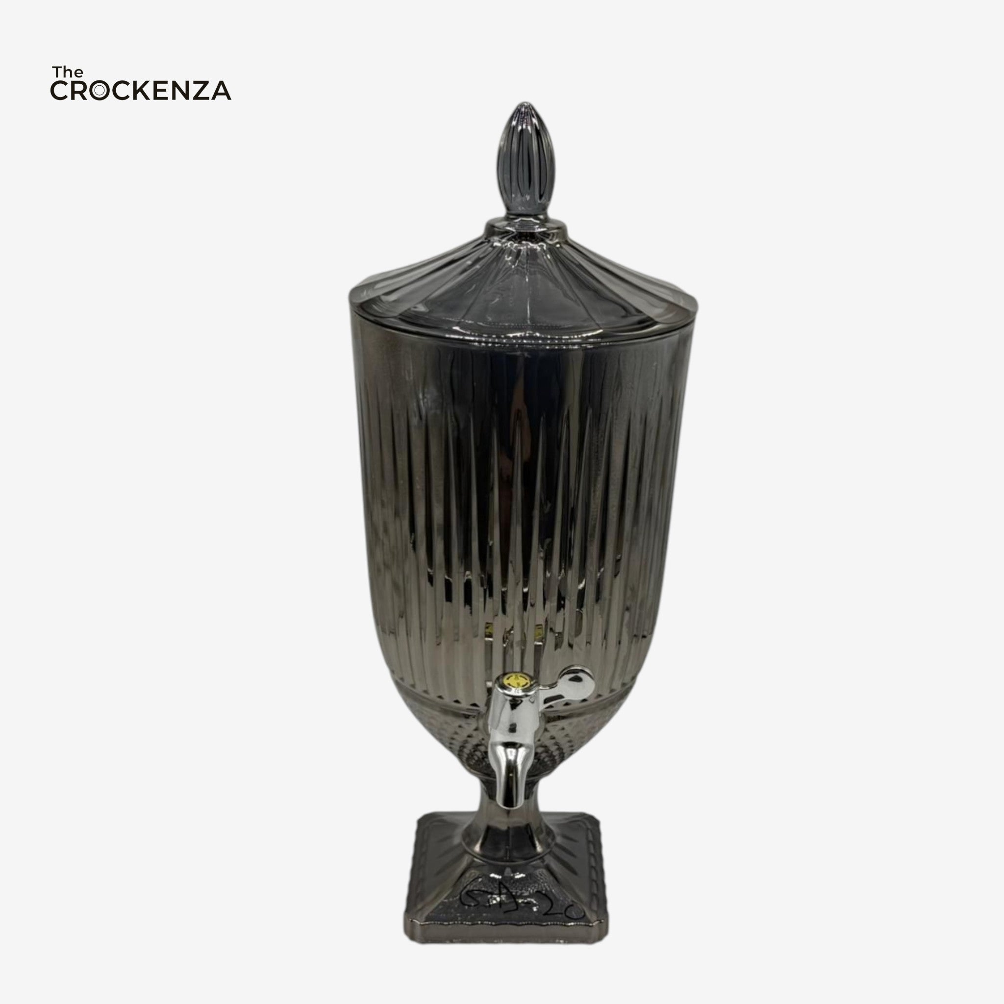 Luxury Smoke Grey Glass Beverage Dispenser 4.5 Ltr with Stand & Tap – Premium Crystal Style Drink Dispenser