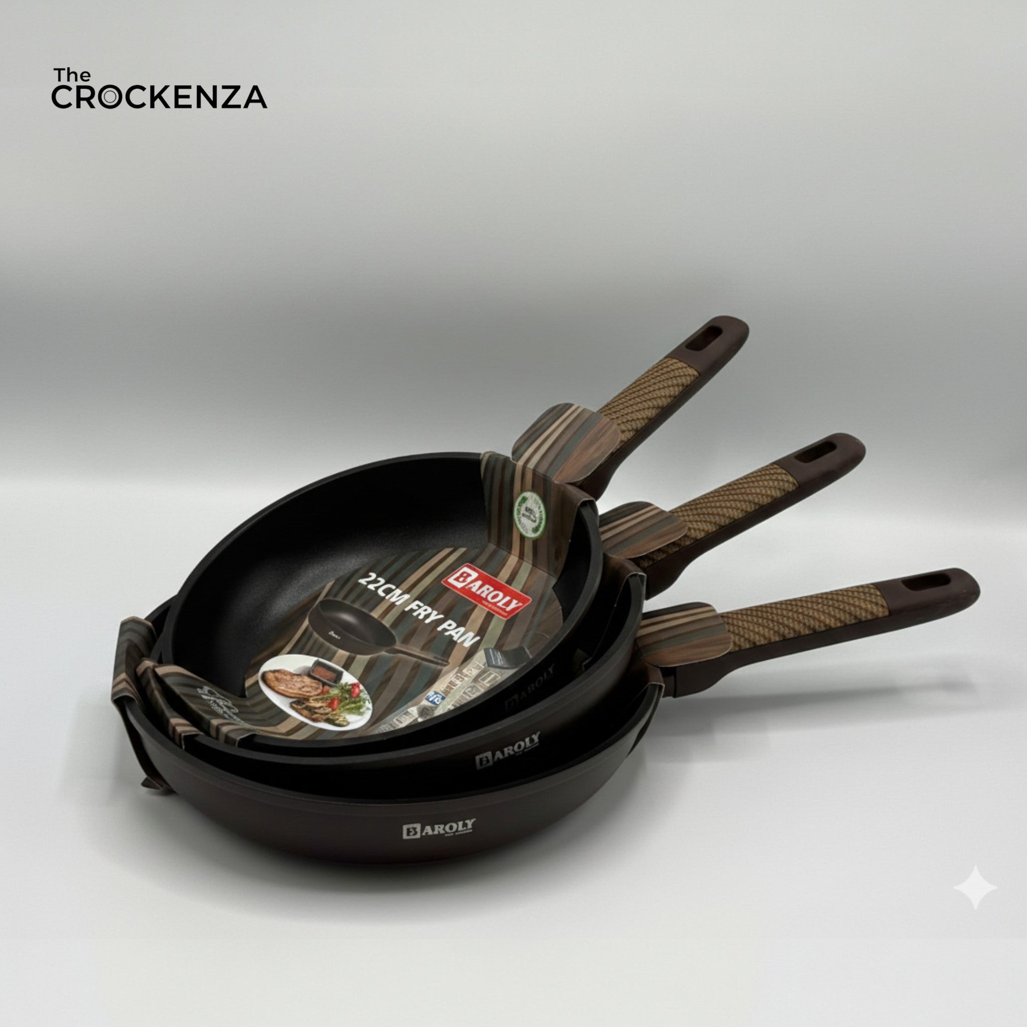 Baroly Professional Non-Stick Fry Pan Set – Premium Marble Coating with Ergonomic Heat-Resistant Handle
