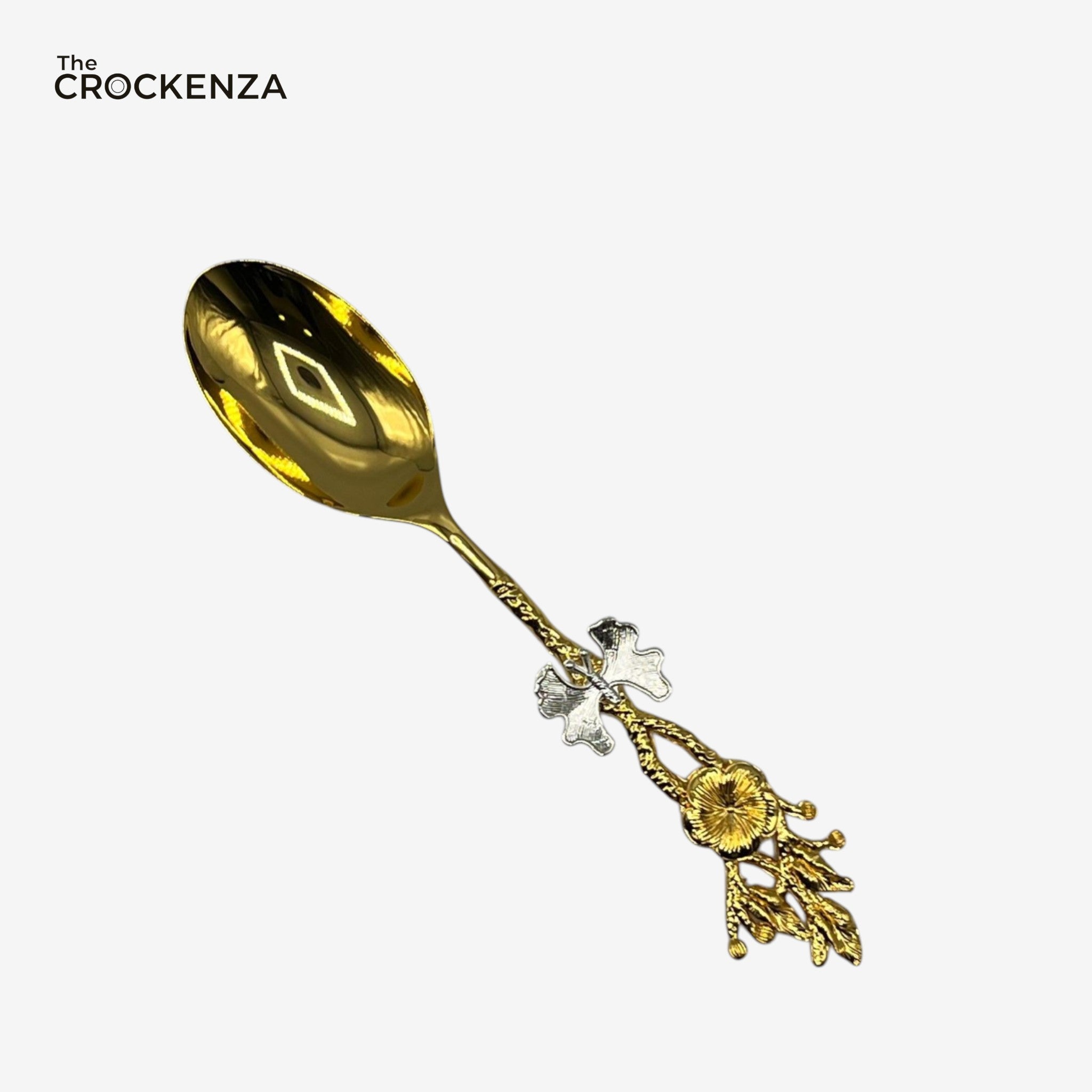Luxury Gold Floral Serving Spoon – Premium Decorative Stainless Steel Dinner Spoon