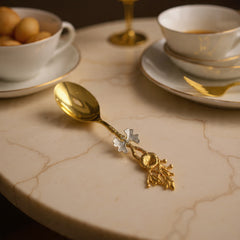 Luxury Gold Floral Serving Spoon – Premium Decorative Stainless Steel Dinner Spoon