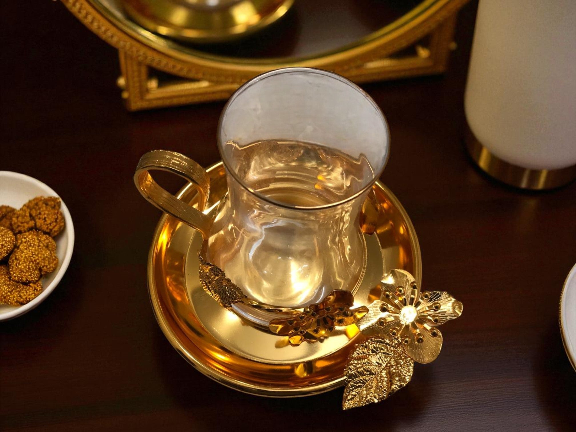 Golden Elegance – 12-Piece Luxury Qahwa Shot Set for Arabic tea & Coffee Lovers