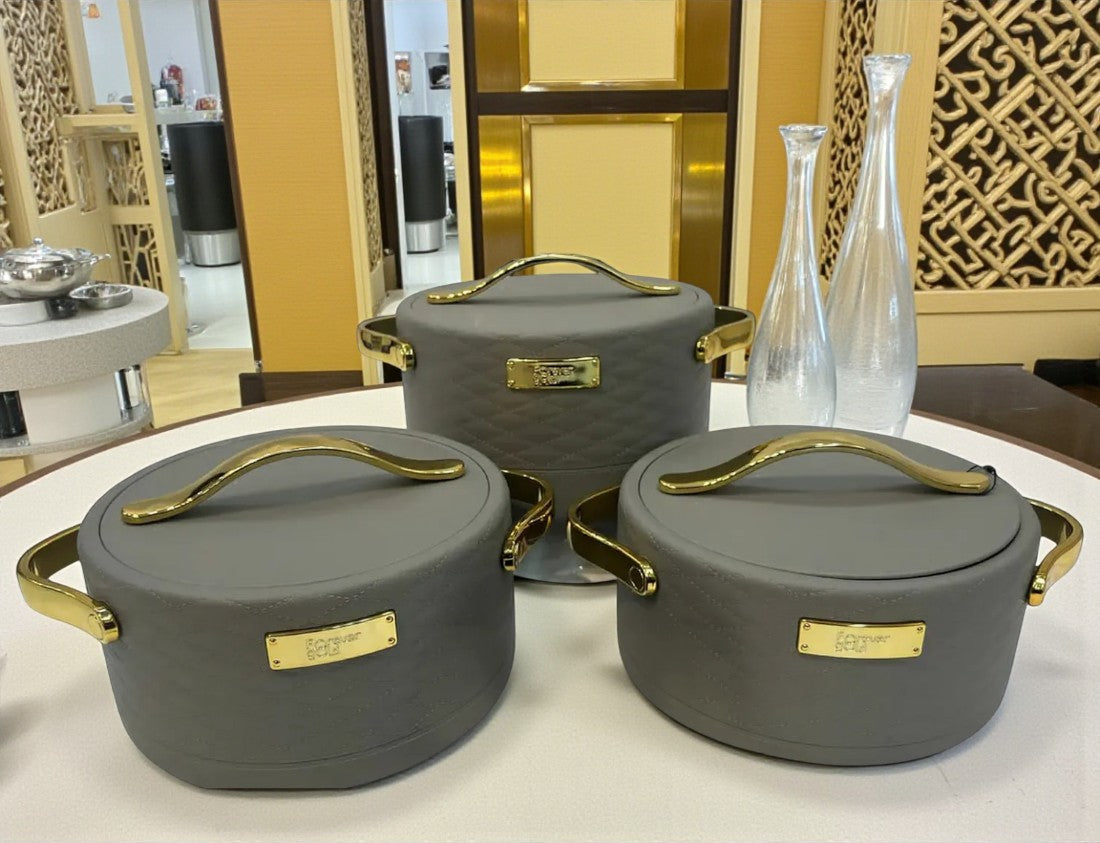 Forever Gold Imported Thermal Hotpot Set – Warm grey-coloured with Premium Gold Accents